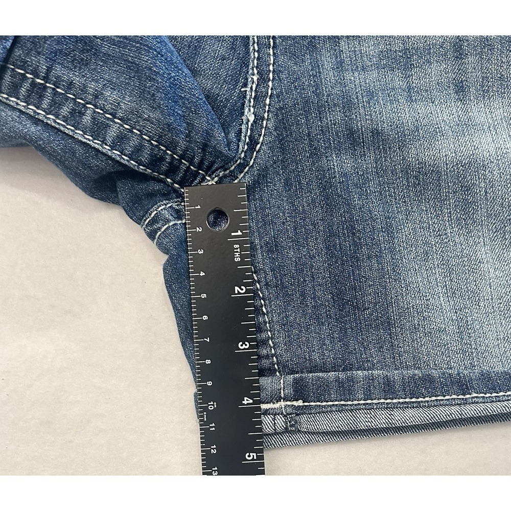 Earl Jean Denim Shorts Womens Size 10 Thick Stitch Rhinestones Cuffed Pockets - Picture 6 of 9